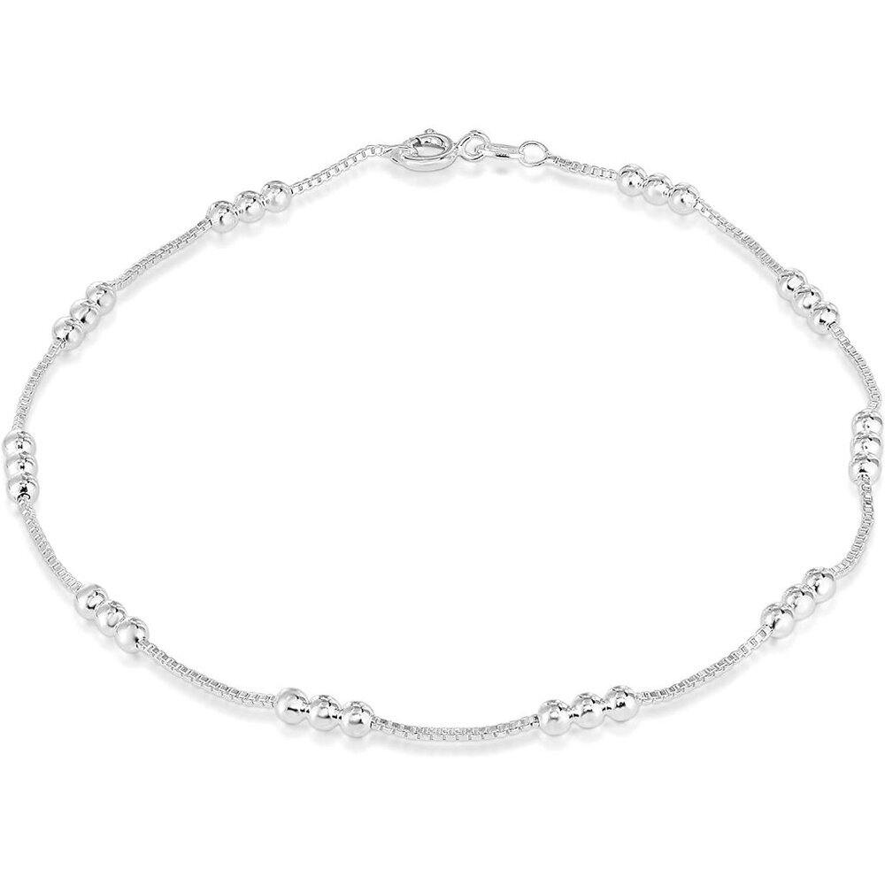 Elegant 9-Inch Solid Sterling Silver Anklet with Lobster Clasp - Hypoallergenic